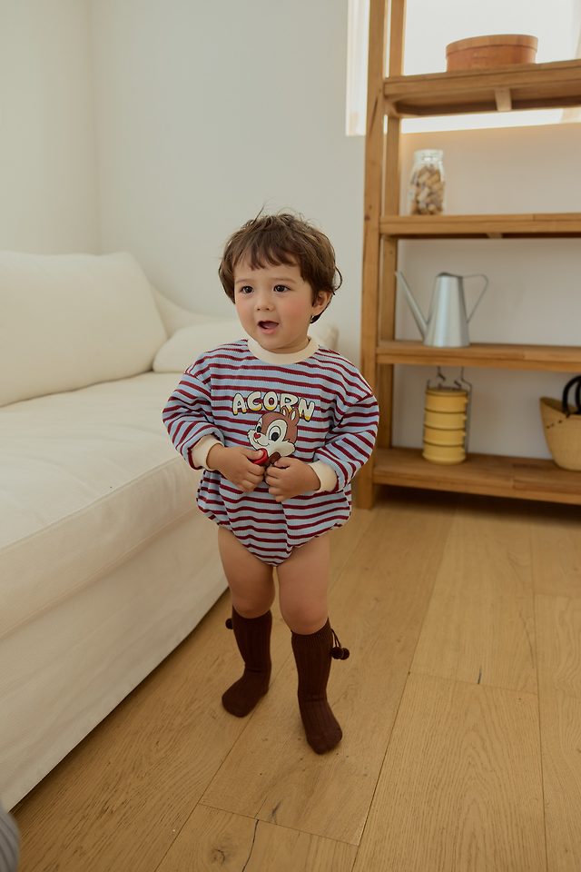 Sera - Korean Baby Fashion - #smilingbaby - Squirrel Stripe Romper - 10