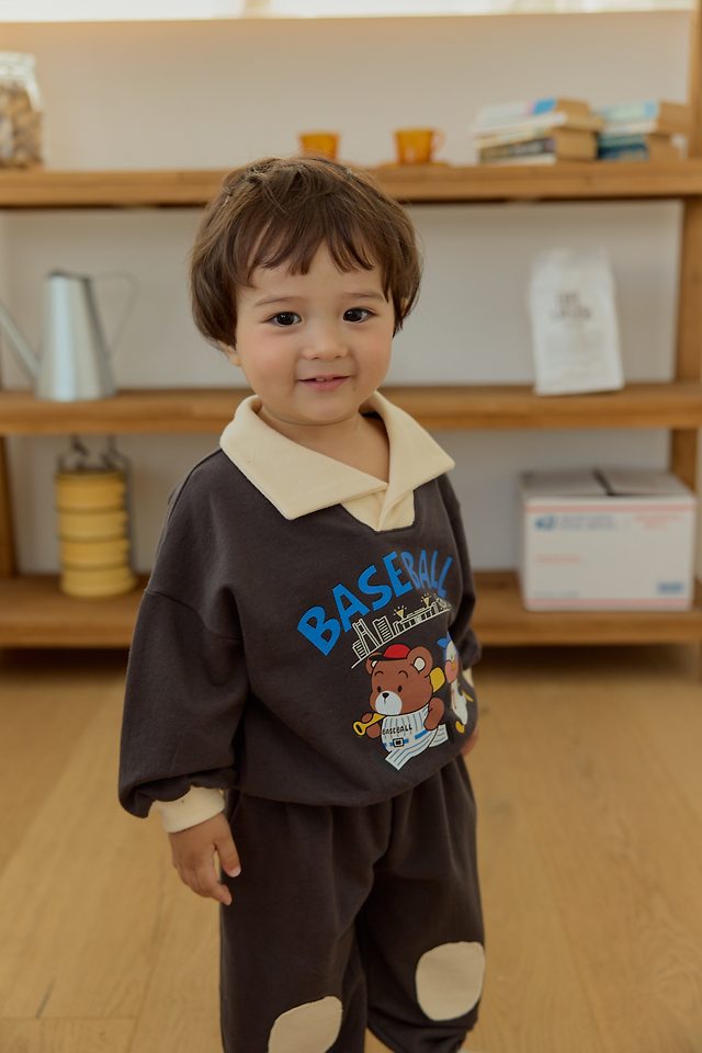 Sera - Korean Baby Fashion - #smilingbaby - Collar Kneepad Top and Bottom Set - 6