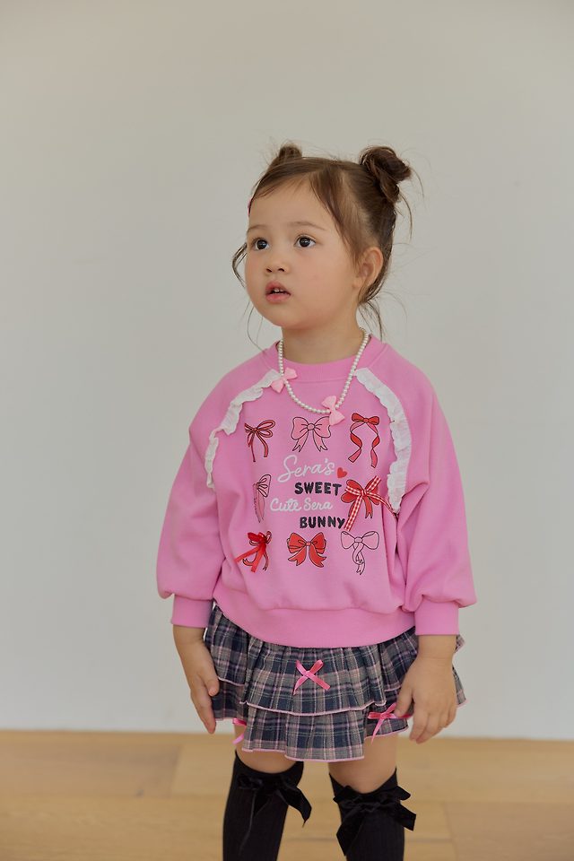 Sera - Korean Children Fashion - #childofig - Ribbon Lace Raglan Sweatshirt - 9