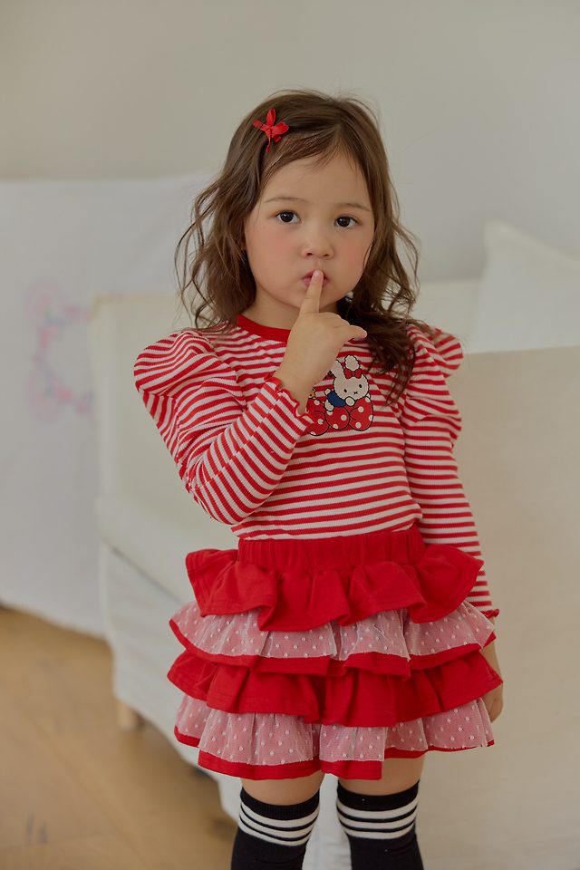 Sera - Korean Children Fashion - #childofig - Dot Ribbon Puff Tee - 8