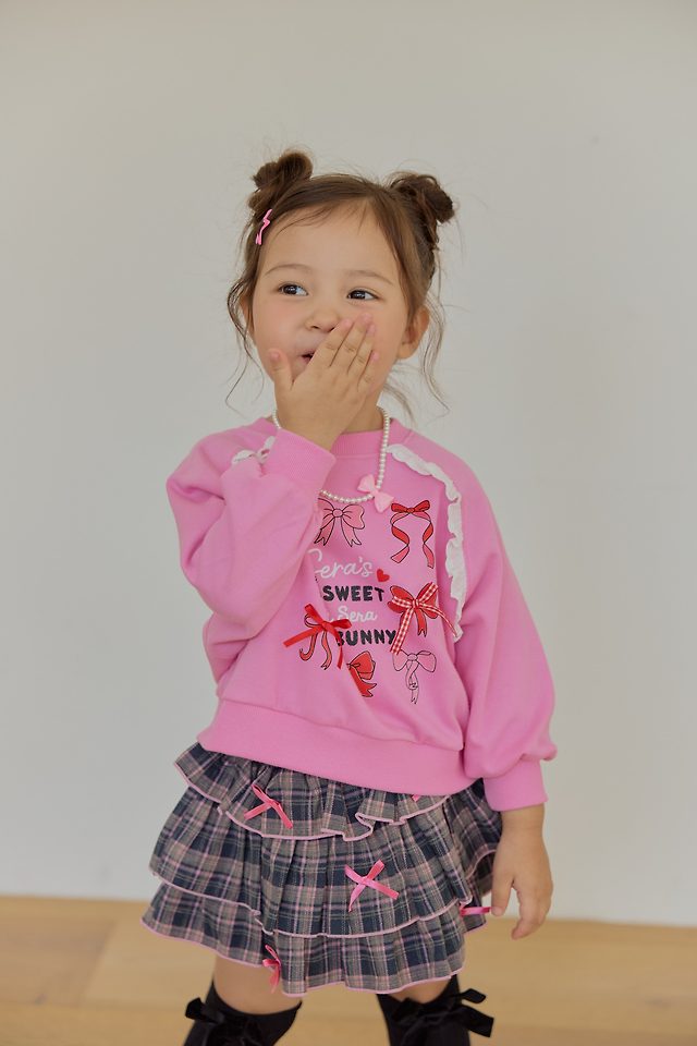 Sera - Korean Children Fashion - #childrensboutique - Ribbon Lace Raglan Sweatshirt - 10