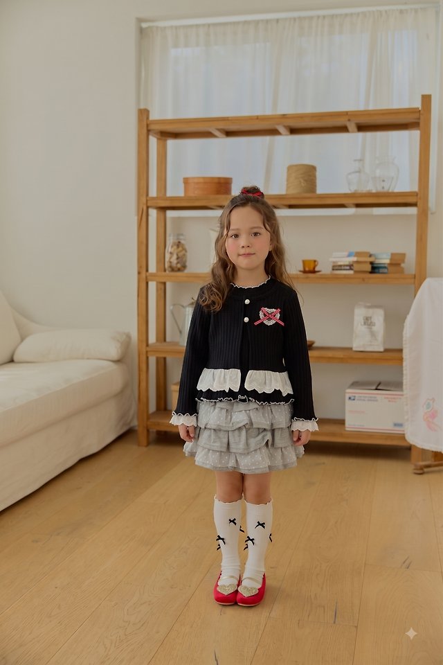 Sera - Korean Children Fashion - #fashionkids - Frill Lace Cardigan Set - 3