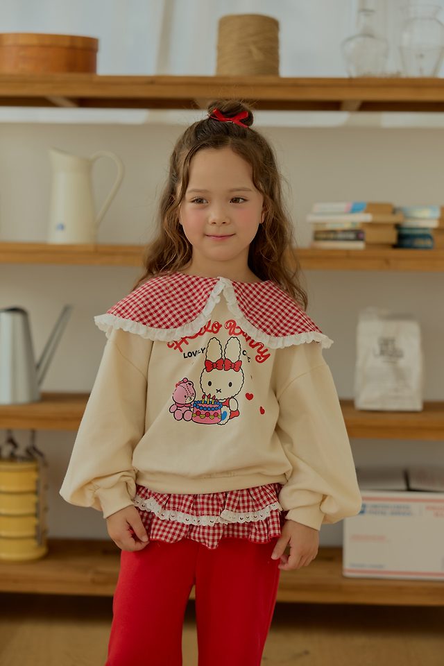 Sera - Korean Children Fashion - #kidsshorts - Check Collar Sweatshirt - 9