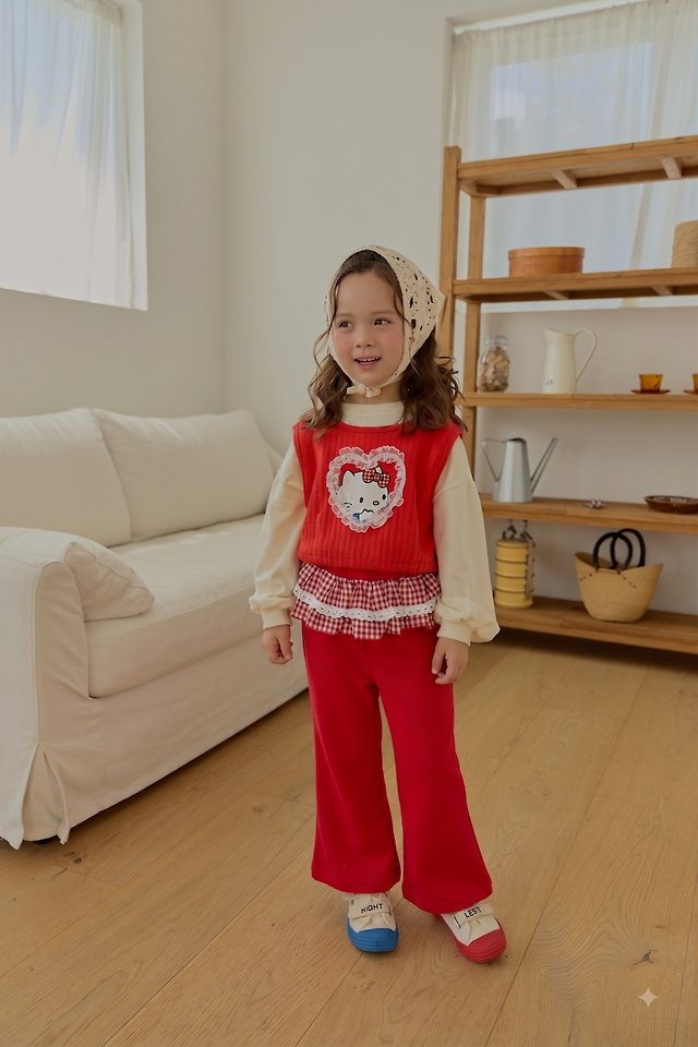 Sera - Korean Children Fashion - #kidsshorts - Check Frill Bootcut Pants - 6