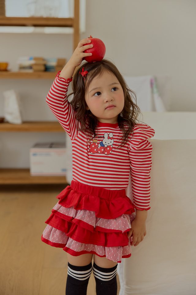Sera - Korean Children Fashion - #kidzfashiontrend - Dot Ribbon Puff Tee