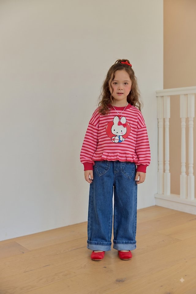 Sera - Korean Children Fashion - #littlefashionista - Frill Heart Stripe Tee - 5