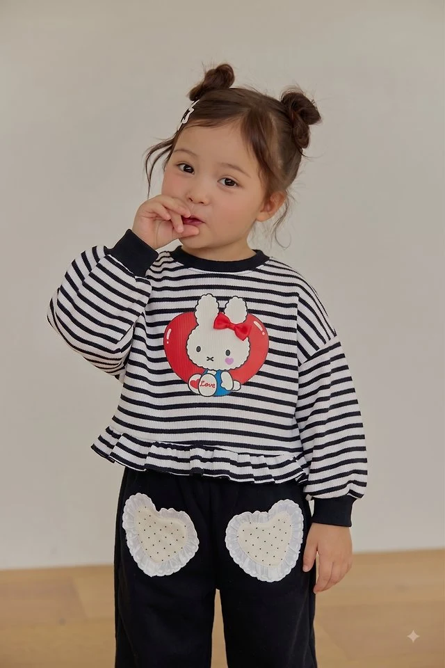 Sera - Korean Children Fashion - #magicofchildhood - Frill Heart Stripe Tee - 6