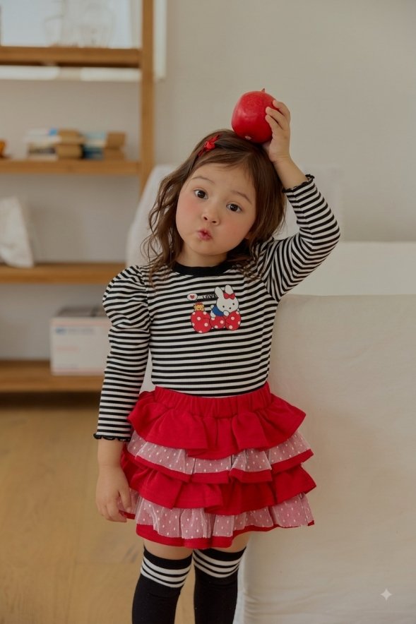 Sera - Korean Children Fashion - #minifashionista - Dot Ribbon Puff Tee - 5