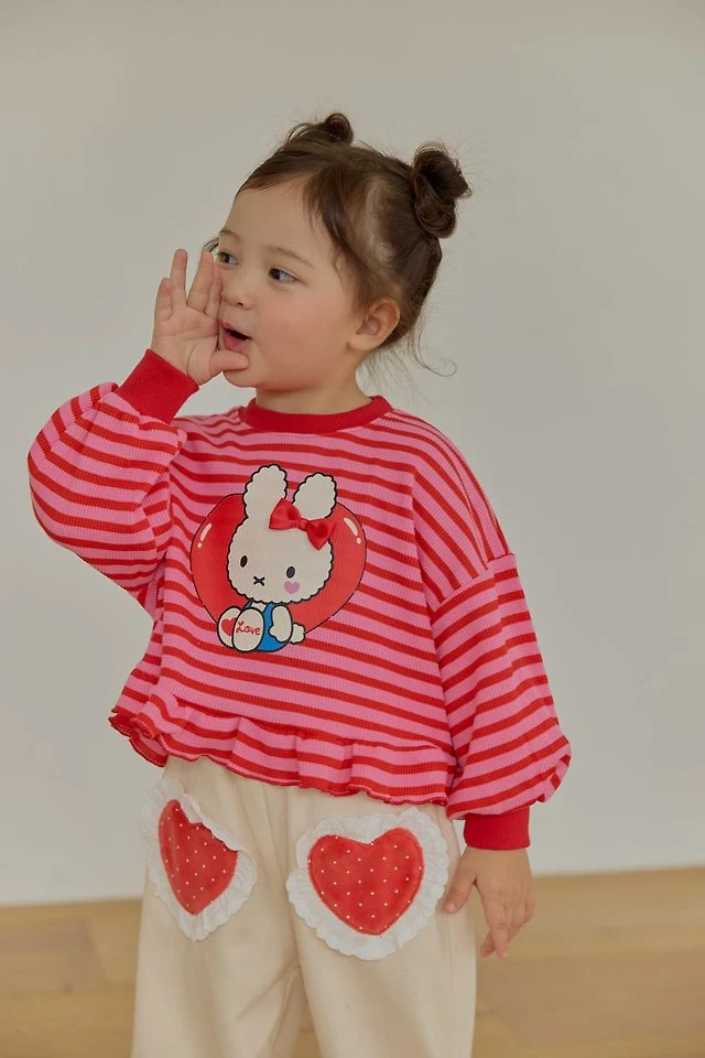 Sera - Korean Children Fashion - #stylishchildhood - Frill Heart Stripe Tee - 11