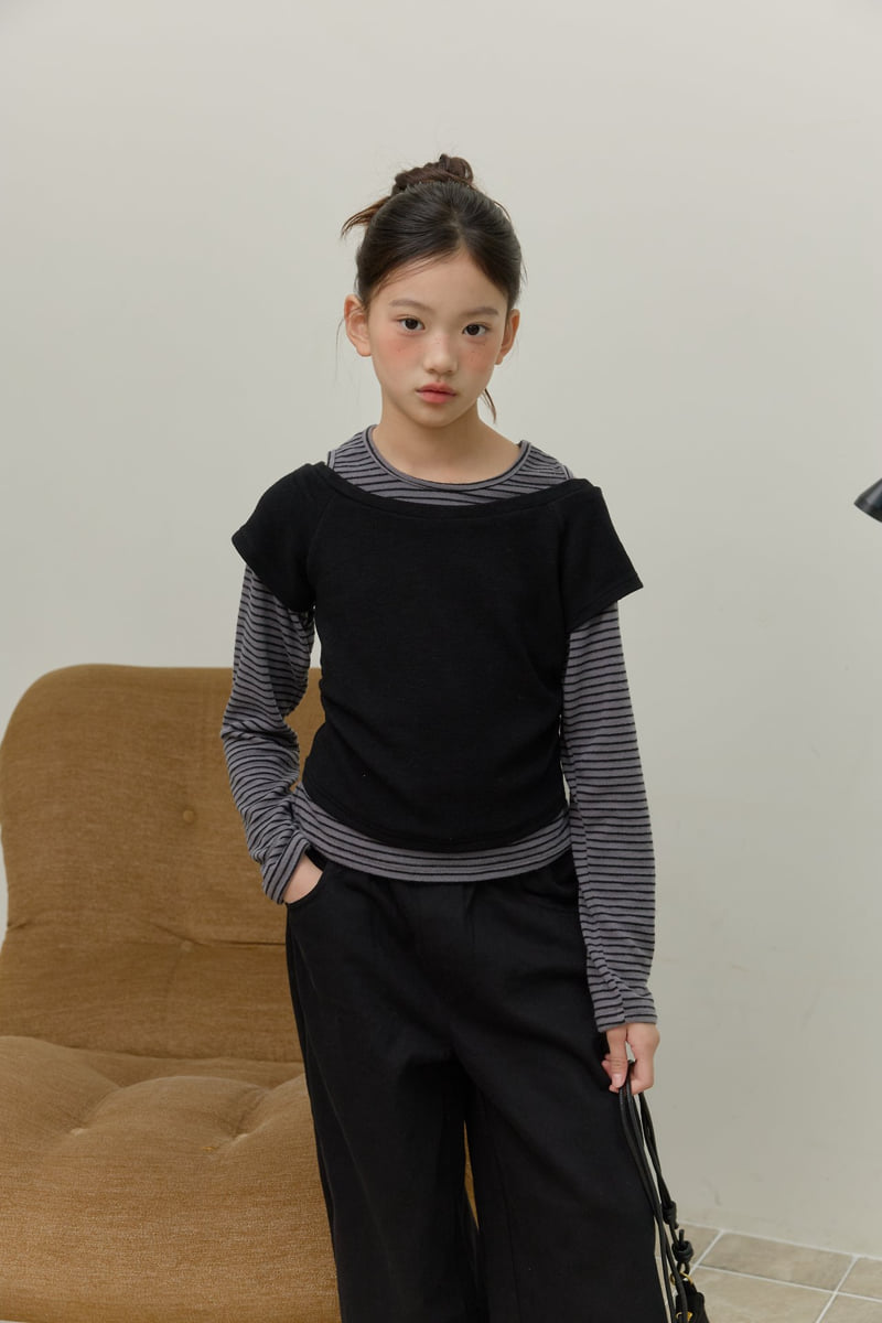 Sm2 - Korean Children Fashion - #Kfashion4kids - Shoulder Slit Layered Tee - 6