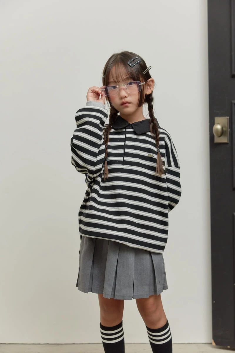 Sm2 - Korean Children Fashion - #Kfashion4kids - Stripe Collar Tee - 3