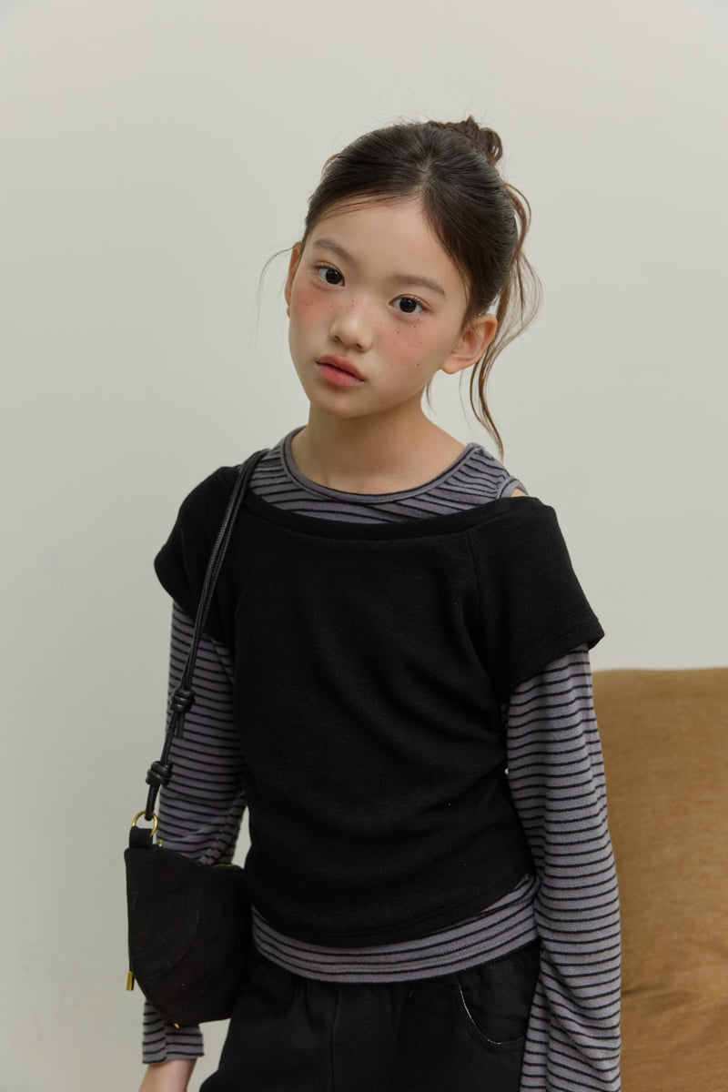 Sm2 - Korean Children Fashion - #kidsshorts - Shoulder Slit Layered Tee - 3