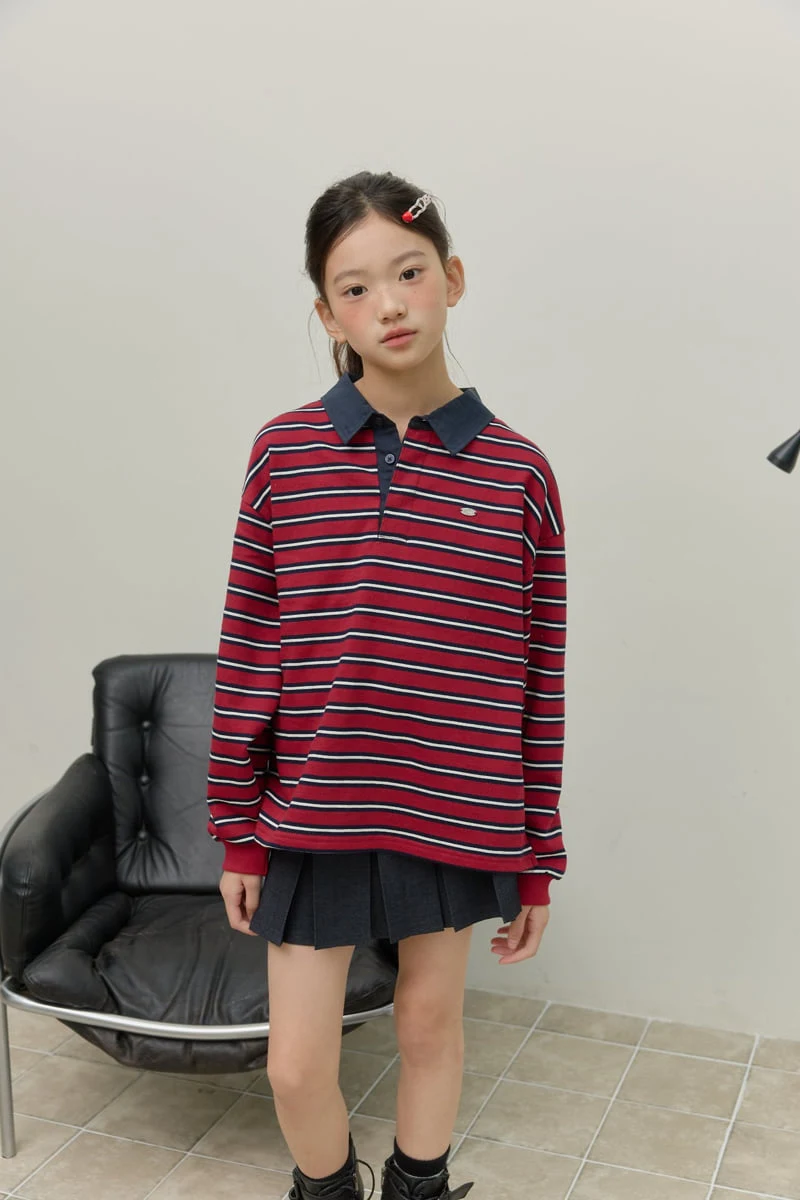 Sm2 - Korean Children Fashion - #kidzfashiontrend - Stripe Collar Tee - 2