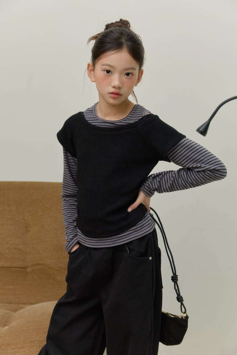 Sm2 - Korean Children Fashion - #littlefashionista - Shoulder Slit Layered Tee - 7
