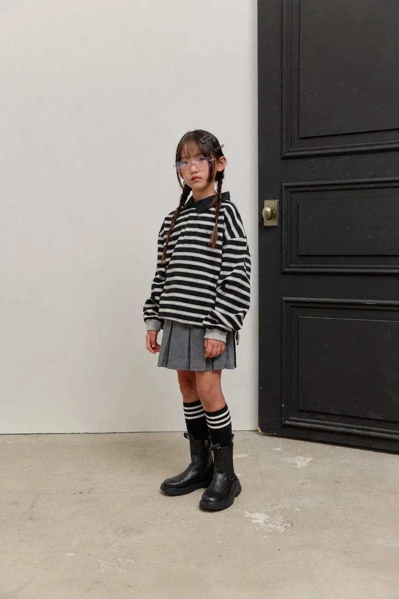 Sm2 - Korean Children Fashion - #magicofchildhood - Stripe Collar Tee - 5
