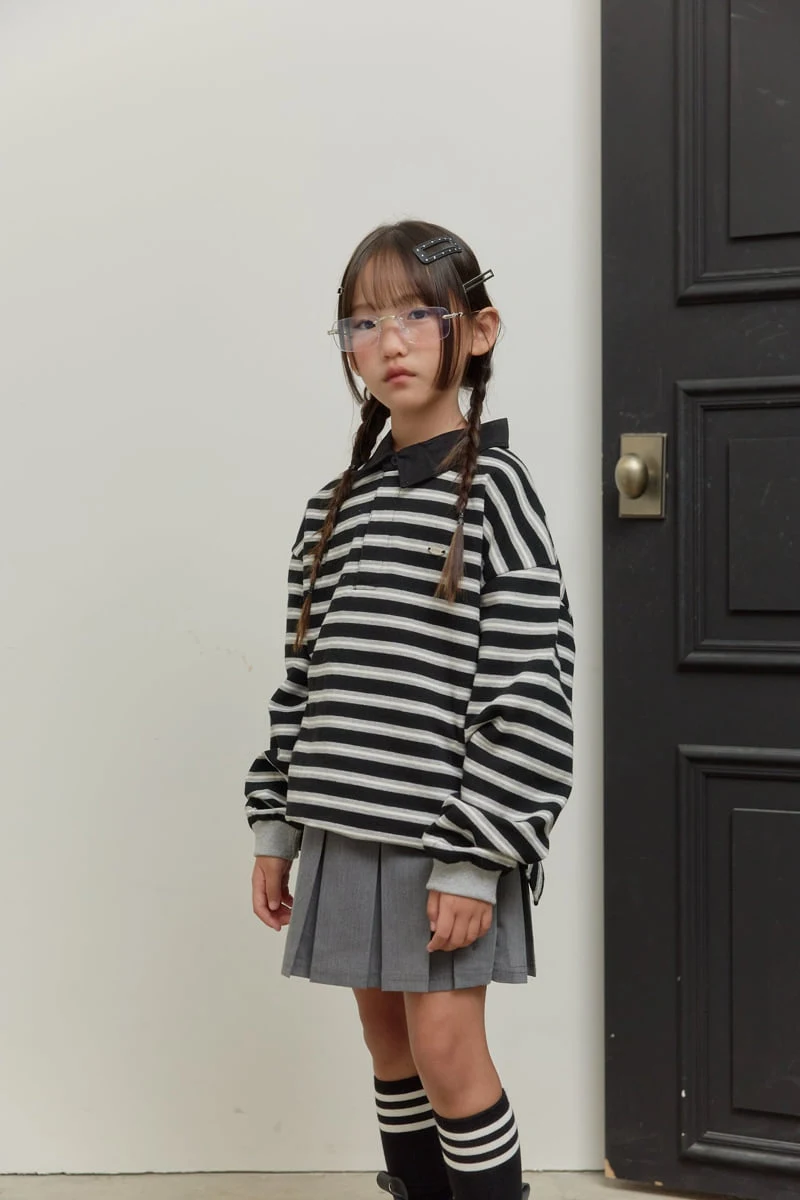Sm2 - Korean Children Fashion - #minifashionista - Stripe Collar Tee - 6