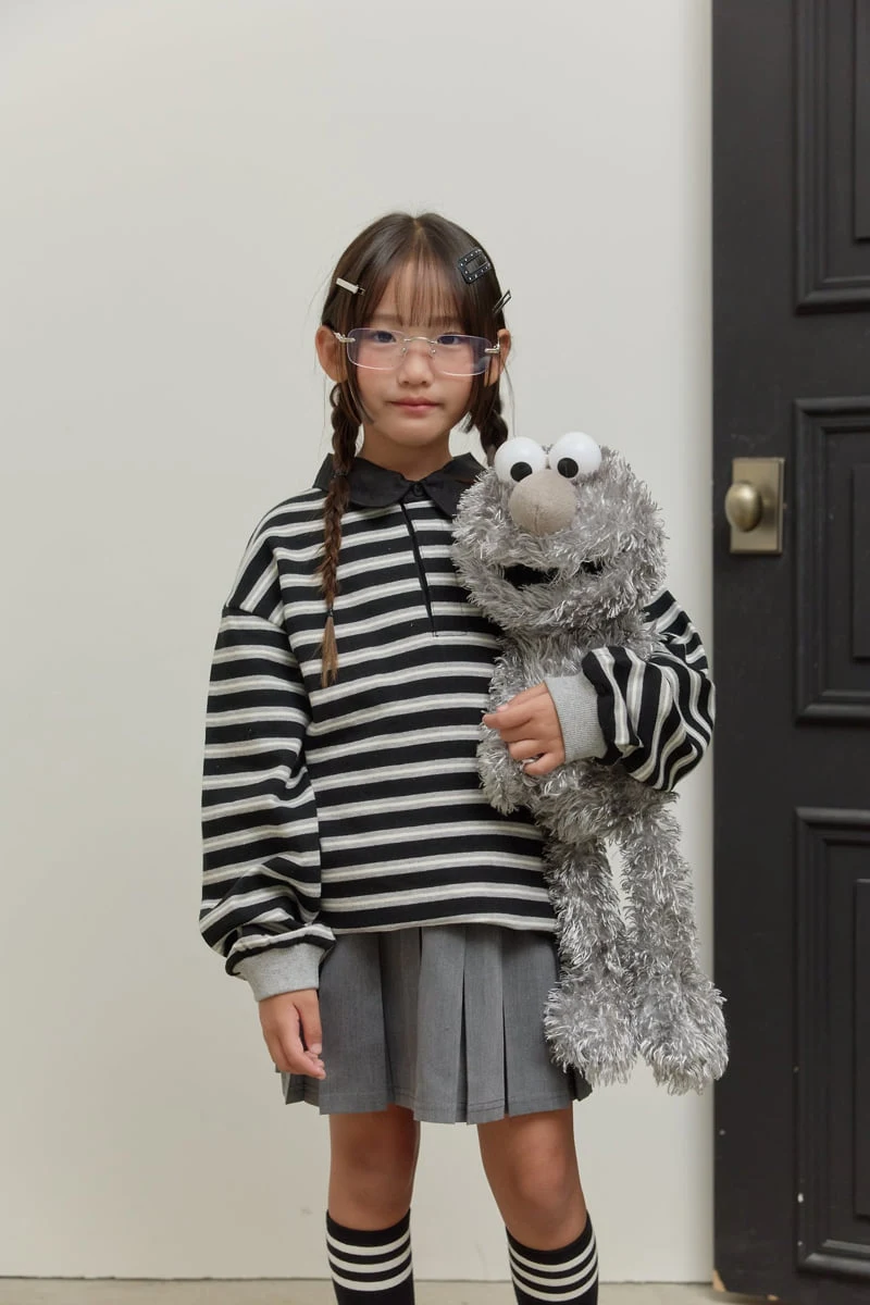 Sm2 - Korean Children Fashion - #prettylittlegirls - Stripe Collar Tee - 7