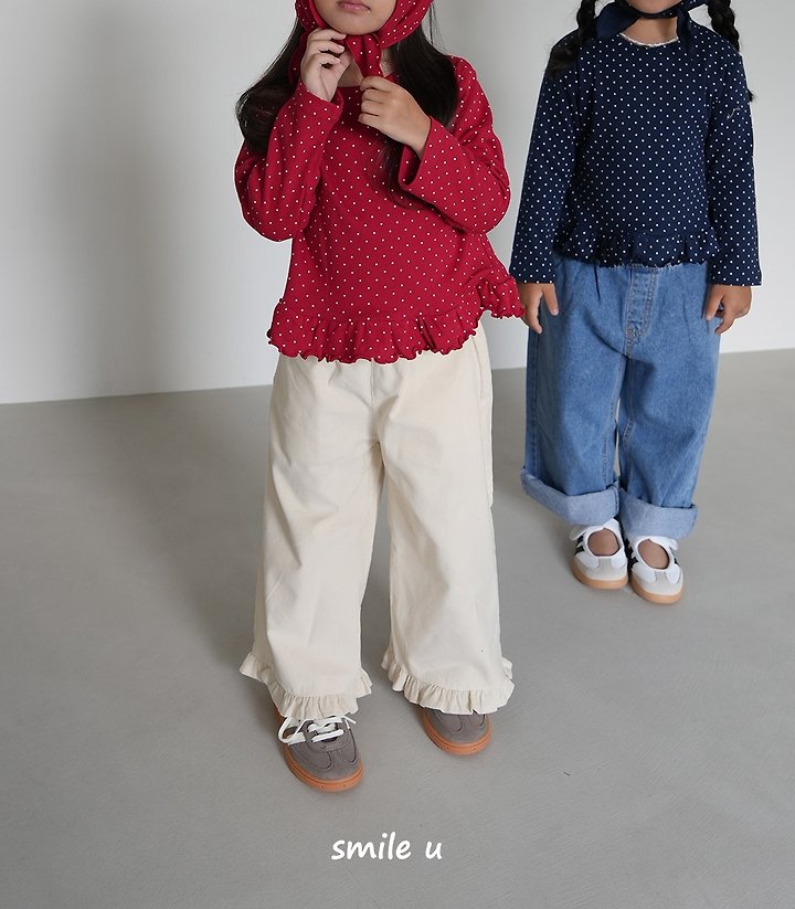 Smile U - Korean Children Fashion - #childofig - Dot Frill Tee - 7