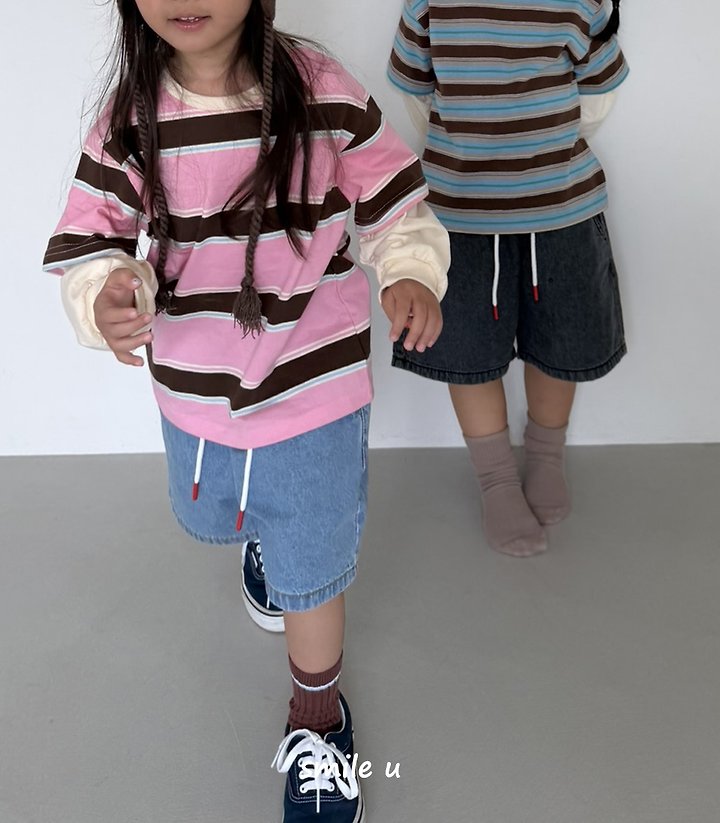 Smile U - Korean Children Fashion - #childofig - String Midi Denim Pants - 3