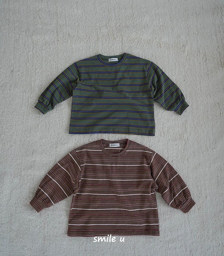 Smile U - Korean Children Fashion - #childrensboutique - Olive Stripe Tee