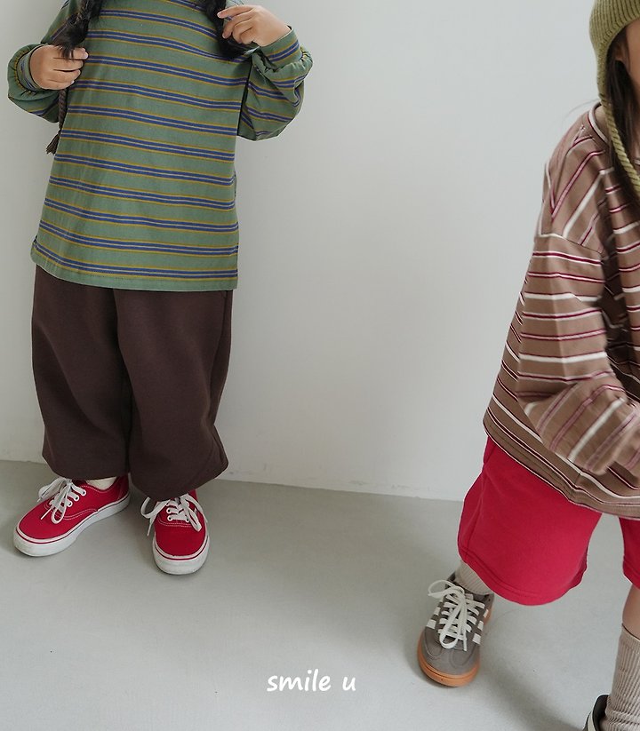 Smile U - Korean Children Fashion - #discoveringself - Olive Stripe Tee - 3