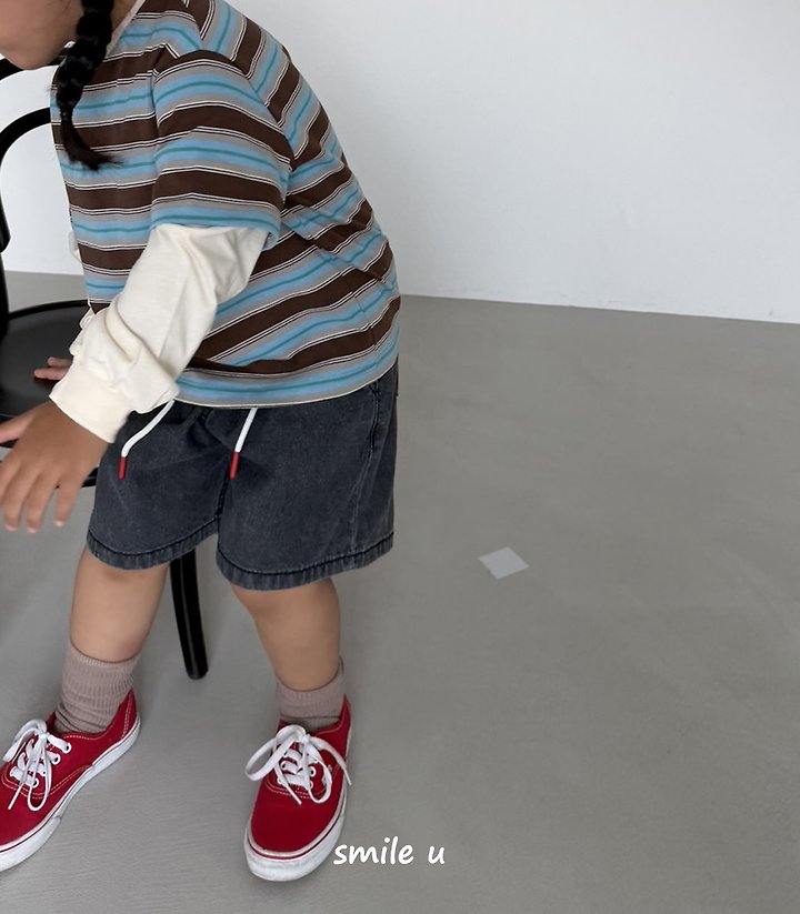 Smile U - Korean Children Fashion - #discoveringself - String Midi Denim Pants - 7