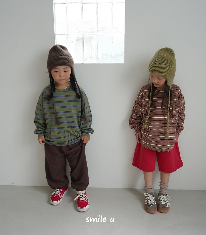 Smile U - Korean Children Fashion - #discoveringself - Olive Stripe Tee - 4