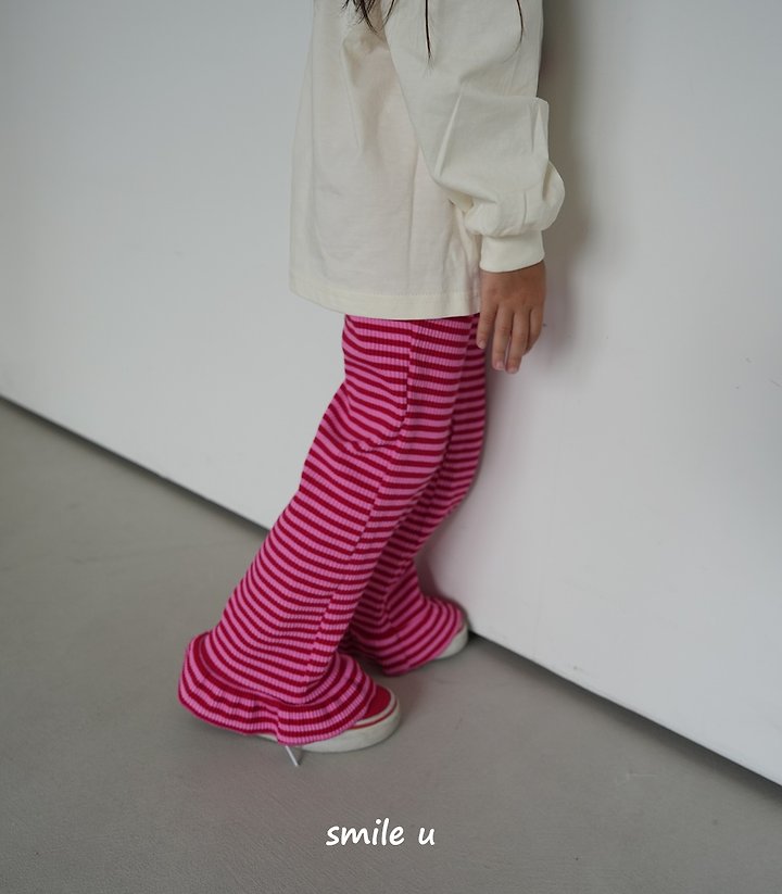 Smile U - Korean Children Fashion - #kidsshorts - Bibi Stripe Bootscut Pants - 8