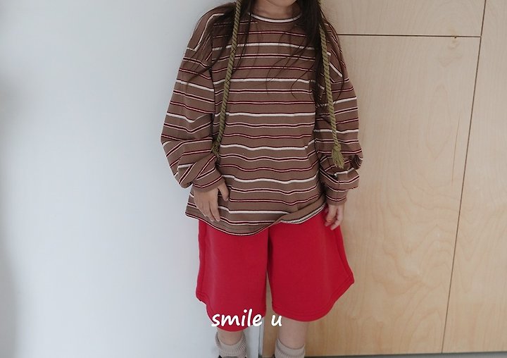 Smile U - Korean Children Fashion - #kidsshorts - Olive Stripe Tee - 5