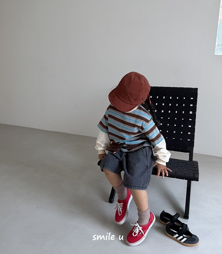 Smile U - Korean Children Fashion - #kidsshorts - String Midi Denim Pants - 9
