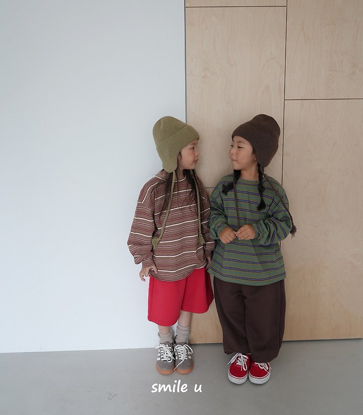 Smile U - Korean Children Fashion - #kidsstore - Olive Stripe Tee - 6