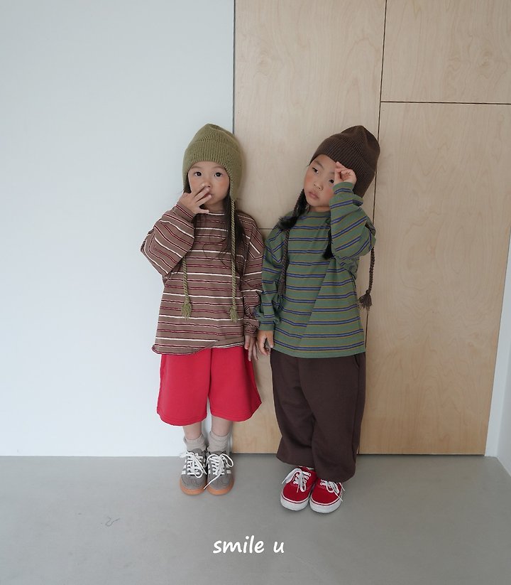 Smile U - Korean Children Fashion - #kidzfashiontrend - Olive Stripe Tee - 7