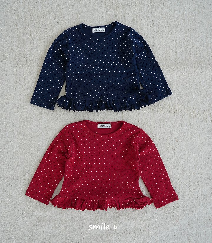 Smile U - Korean Children Fashion - #kidzfashiontrend - Dot Frill Tee