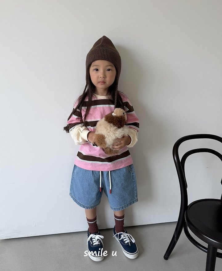 Smile U - Korean Children Fashion - #kidzfashiontrend - String Midi Denim Pants - 11