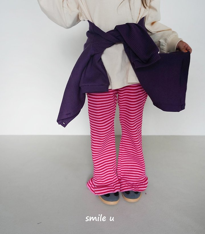 Smile U - Korean Children Fashion - #littlefashionista - Bibi Stripe Bootscut Pants - 12