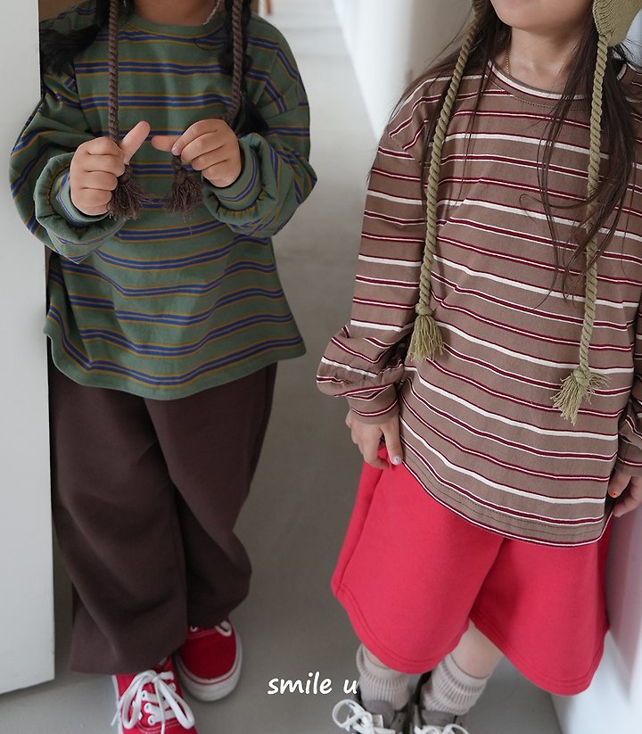 Smile U - Korean Children Fashion - #prettylittlegirls - Olive Stripe Tee - 12