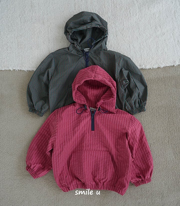 Smile U - Korean Children Fashion - #prettylittlegirls - Check Anorak