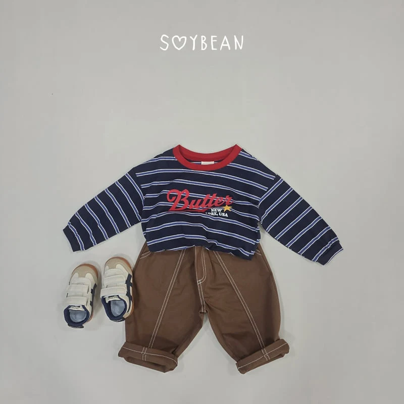 Soybean - Korean Children Fashion - #kidsshorts - Button Striped Tee - 6