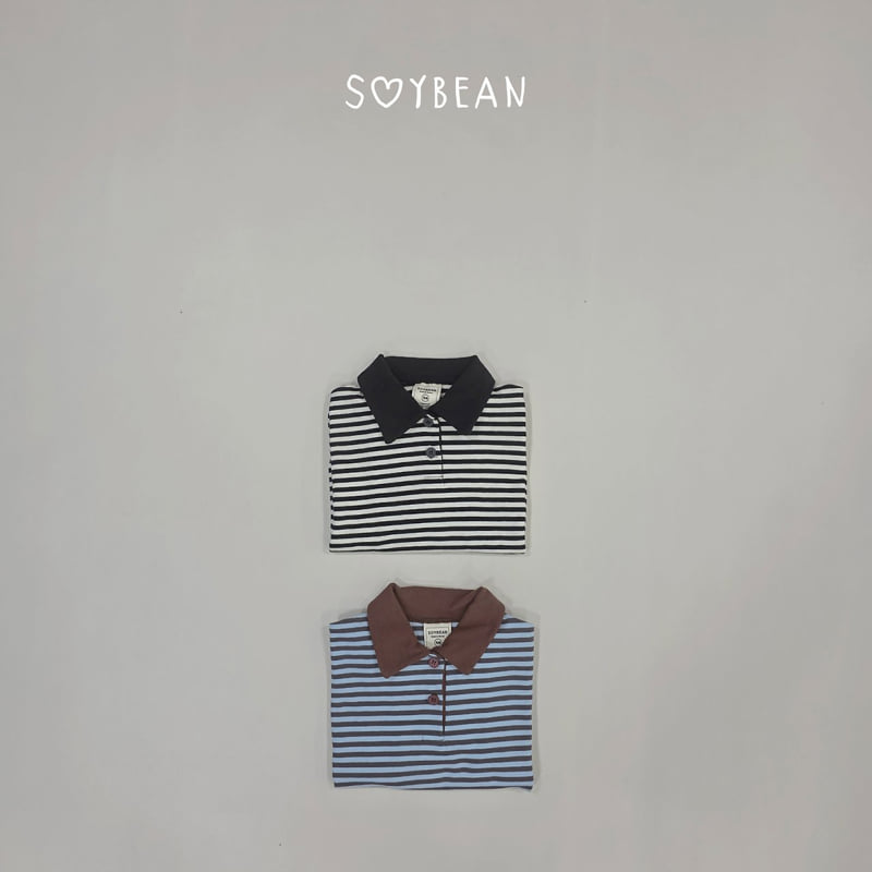Soybean - Korean Children Fashion - #kidsshorts - Striped Collar Sweatshirt - 11