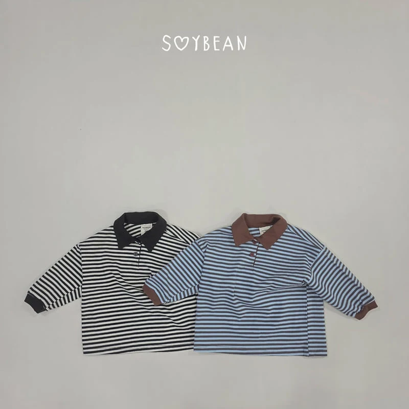 Soybean - Korean Children Fashion - #littlefashionista - Striped Collar Sweatshirt