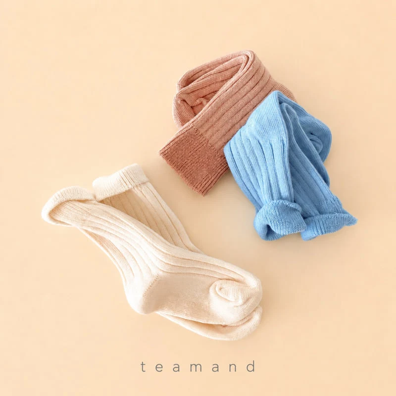 Teamand - Korean Children Fashion - #childofig - Ribbed Cream Cheese Sock Set Mom Couple - 7