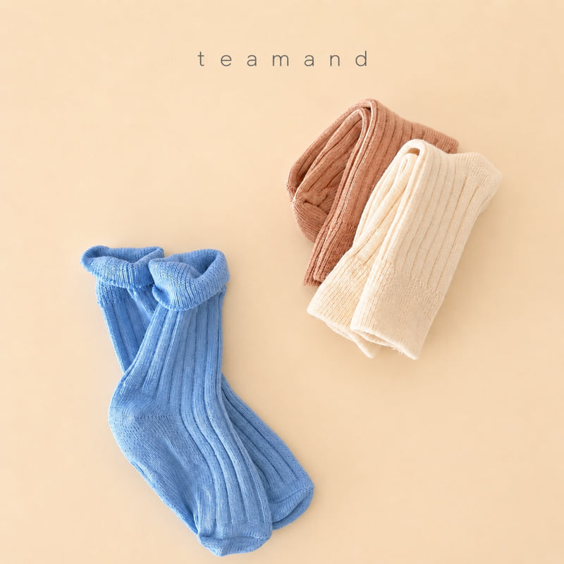Teamand - Korean Children Fashion - #childofig - Ribbed Cream Cheese Sock Set Mom Couple - 8
