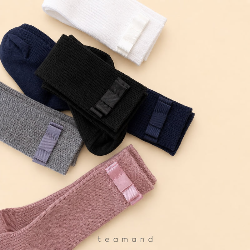 Teamand - Korean Children Fashion - #childofig - Ribbon Ribbed Knee Socks - 7