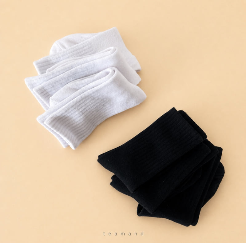 Teamand - Korean Children Fashion - #childofig - Solid Crew Sock Set - 10