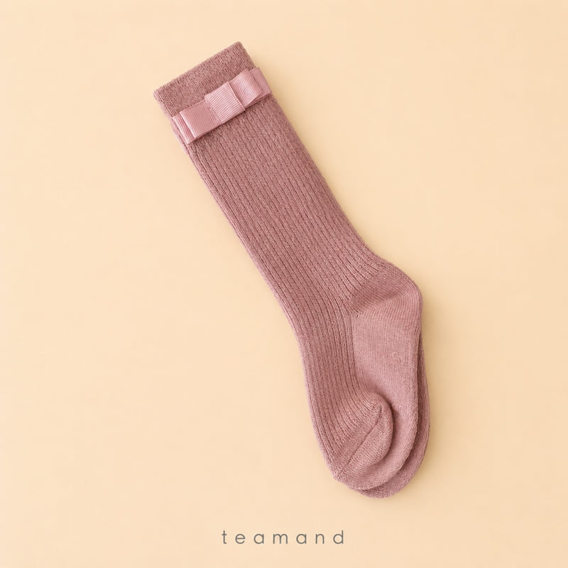 Teamand - Korean Children Fashion - #childrensboutique - Ribbon Ribbed Knee Socks - 8