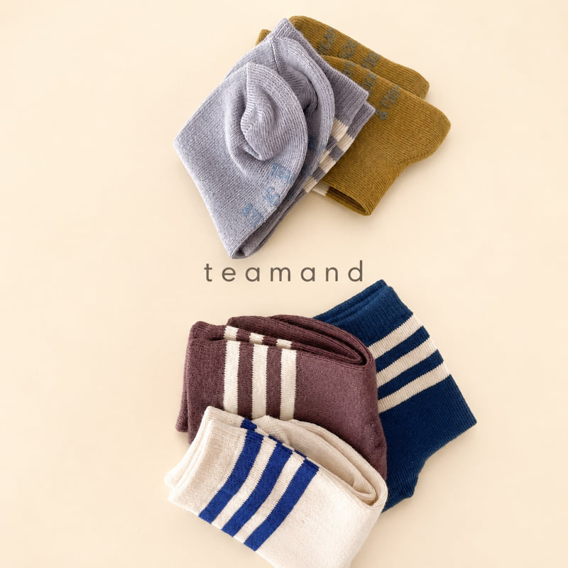 Teamand - Korean Children Fashion - #childrensboutique - 3-Line Sock Set - 5