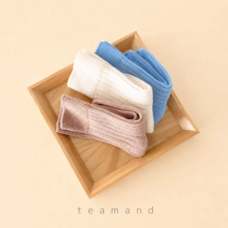 Teamand - Korean Children Fashion - #designkidswear - Ribbed Cream Cheese Sock Set Mom Couple - 10