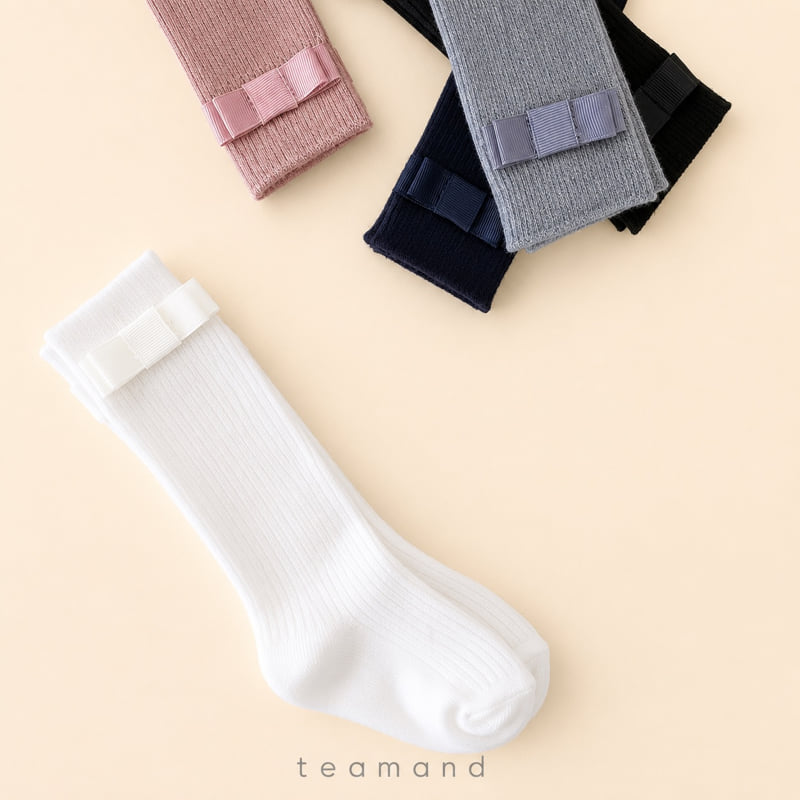 Teamand - Korean Children Fashion - #designkidswear - Ribbon Ribbed Knee Socks - 9