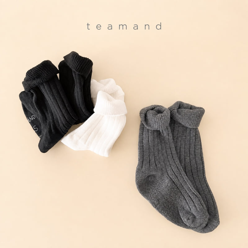 Teamand - Korean Children Fashion - #designkidswear - Ribbed Plain Sock Set Mom Couple - 6