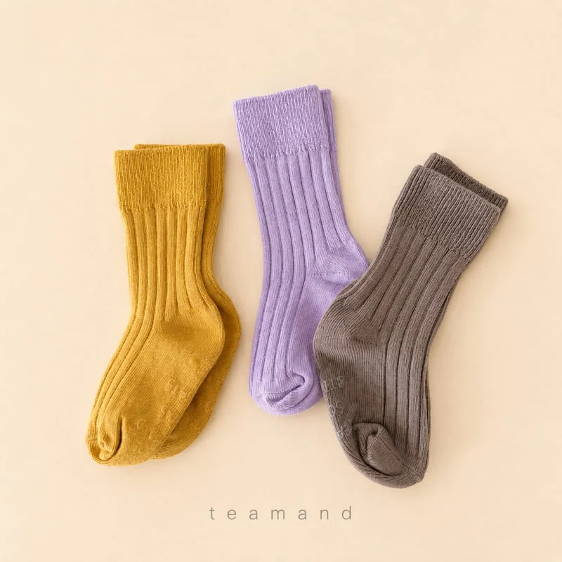 Teamand - Korean Children Fashion - #discoveringself - Ribbed Mocha Sock Set Mom Couple - 8